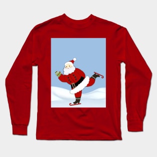 Santa Ice Skating Long Sleeve T-Shirt